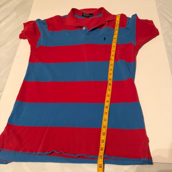 Vintage Polo By Ralph Lauren Mens Size Medium Blue Red Stripe Polo Shirt Pony - Picture 5 of 5